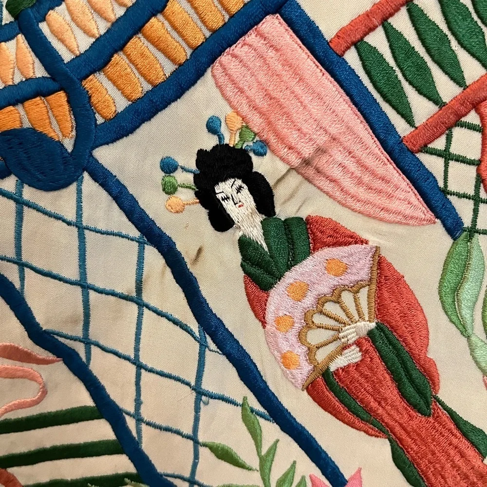 Vintage Japanese Silk Embroidered Manton Manila Piano Shawl